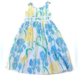 Lilly Pulitzer Vintage 90s Blue Paisley Print Lined Sz 4 Girls Cotton Dress